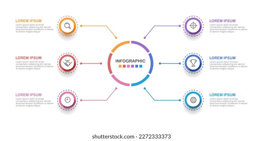 Visualización de datos de Business Infographic. Diagrama, Opciones, Piezas, Pasos. Plantilla de negocio para presentación. Ilustración vectorial.