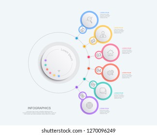 Business infographic and data visualization. Vector infographics timeline design template. Diagram with 6 steps, processes or options.can use for workflow layout, web design, diagram,annual report