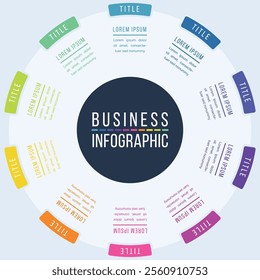 Business Infographic design 10 Steps, objects, elements or options infographics template for business information