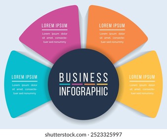Business Infographic design 4 steps, objects, elements or options infographic business template