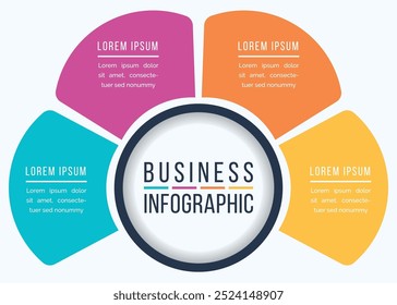 Business Infographic design 4 Steps, objects, elements or options business information template