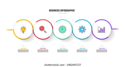 business infographic design, 5 step timeline vector illustrations