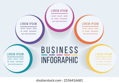 Business Infográfico design 5 etapas, objetos, elementos ou opções informações de negócios