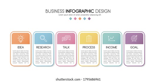 Diseño de infografía de negocios con 6 elementos. Vector