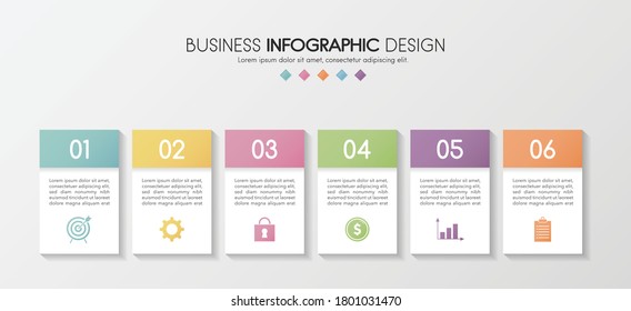 Business-Infografik-Design mit 6 Elementen. Vektorgrafik
