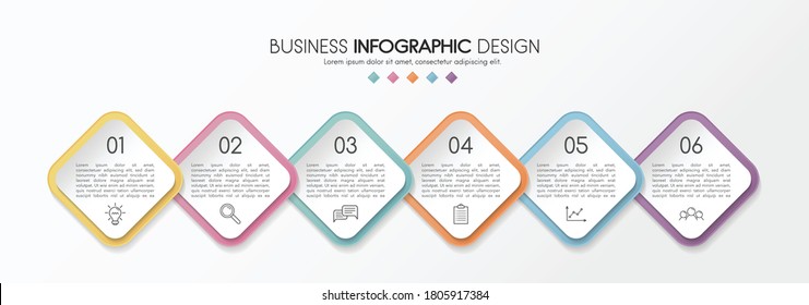 Diseño de infografía de negocios con 6 elementos. Vector