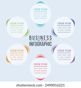 Business Infographic design 6 Steps, objects, elements or options business information circle template