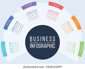 Business Infographic design 6 Steps, objects, elements or options infographics template for business information