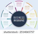 Business Infographic design 7 steps, objects, elements or options infographic business circle template