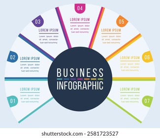 Business Infographic design 7 steps information