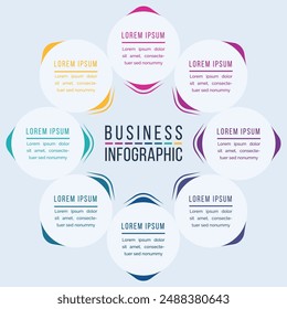 Business Infographic design 8 Steps, objects, elements or options business information circle template