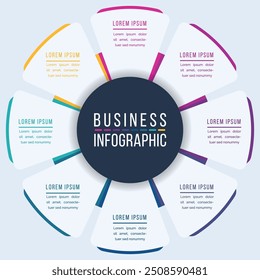 Diseño de infografía empresarial 8 pasos, objetos, Elementos u opciones infografía Plantilla de círculos empresariales