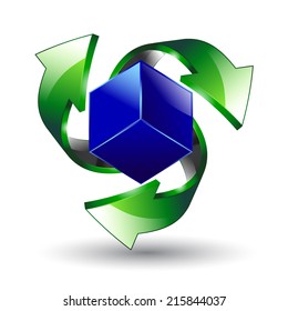 Business infographic design concept with two arrows life cycle 