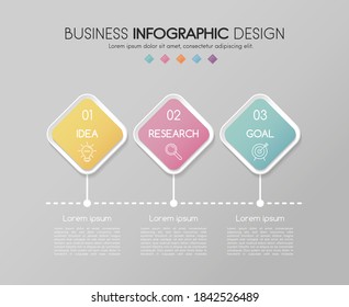 Business infographic design. Diagram with 3 elements. Vector