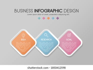 Business infographic design. Diagram with 3 elements. Vector