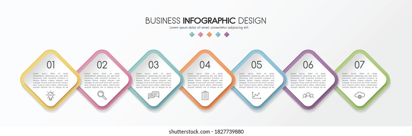 Business infographic design. Diagram with 7 elements. Vector