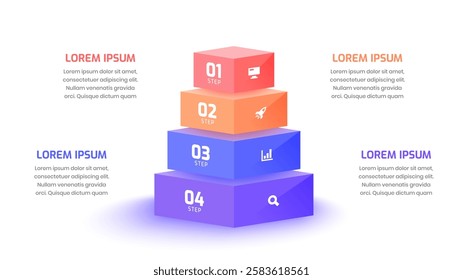 Business Infographic Design Elegant Professional Template with 4 Option Icons