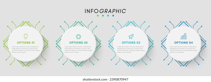 Business infographic design element and 4 number options.