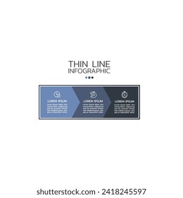Business infographic design element with circle and marketing icons. Timeline with 3 options and icons, steps or processes. Vector template.