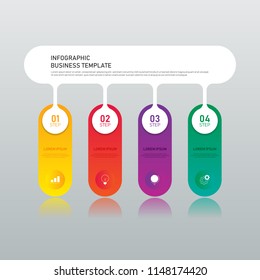 Business infographic design element template with 4 options. Can be used for presentation, workflow, diagram, chart, option, vector illustration