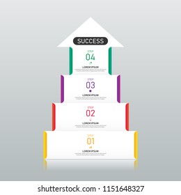 Business infographic design element template with 4 options. Can be used for presentation, workflow, diagram, chart, option, vector illustration