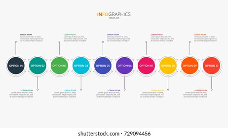 Business Infographic design elements  with 10 options, parts, steps or processes, Vector Illustration.