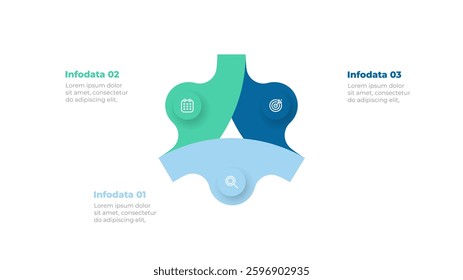 Business infographic design elements with 3 sections. Vector illustration. Idea for workflow diagram, info chart, annual report.