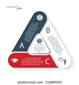 Business infographic design form of  triangle.  can be used for presentation, web design, workflow or graphic layout, diagram, numbers options