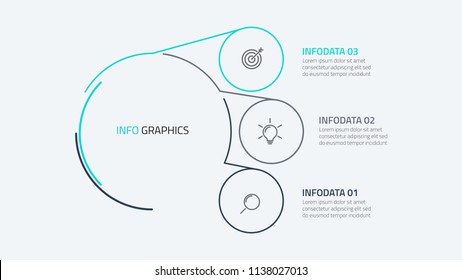 Business infographic design linear line elements. Cycle process with 3 options, steps or process. vector illustration.