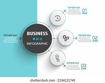 Business infographic design template with 3 options, steps or processes. Can be used for workflow layout, diagram, annual report, web design 
