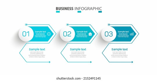 Business infographic design template with 3 options, steps or processes. Can be used for workflow layout, diagram, annual report, web design 