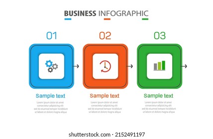 Business infographic design template with 3 options, steps or processes. Can be used for workflow layout, diagram, annual report, web design 