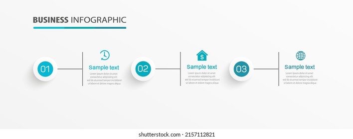 Business infographic design template with 3 options, steps or processes. Can be used for workflow layout, diagram, annual report, web design  