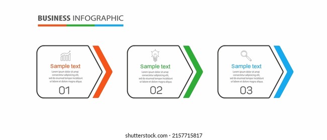 Business infographic design template with 3 options, steps or processes. Can be used for workflow layout, diagram, annual report, web design 