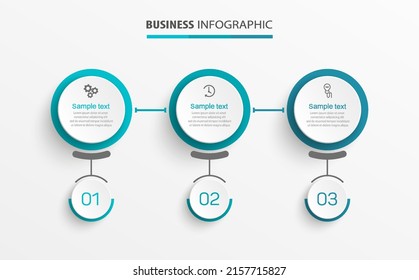 Business infographic design template with 3 options, steps or processes. Can be used for workflow layout, diagram, annual report, web design 