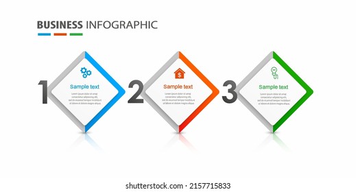 Business infographic design template with 3 options, steps or processes. Can be used for workflow layout, diagram, annual report, web design 