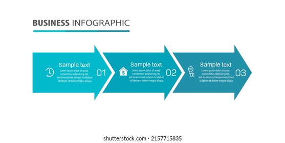 Business infographic design template with 3 options, steps or processes. Can be used for workflow layout, diagram, annual report, web design 