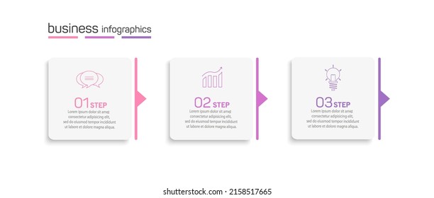 Business infographic design template with 3 options, steps or processes. Can be used for workflow layout, diagram, annual report, web design 