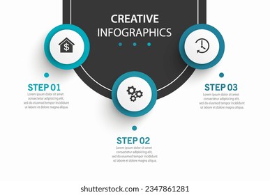 Business infographic design template with 3 options, steps or processes. Can be used for workflow layout, diagram, annual report, web design 
