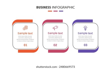 Business infographic design template with 3 options, steps or processes