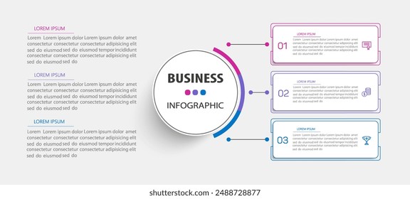 Business infographic design template with 3 options, steps or processes