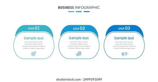 Business infographic design template with 3 options, steps or processes. Can be used for workflow layout, diagram, annual report, web design