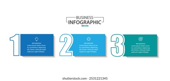 Business infographic design template with 3 options, steps or processes.