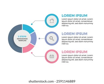 Business infographic design template with 3 options, steps or processes, Editable vector illustration.