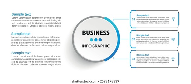 Business infographic design template with 3 options, steps or processes. Can be used for workflow layout, diagram, annual report, web design