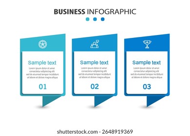  Template de conception infographique d'entreprise avec 3 options, pièces, étapes ou processus. Peut être utilisé pour la mise en page du workflow, le diagramme, les options numériques, le web design