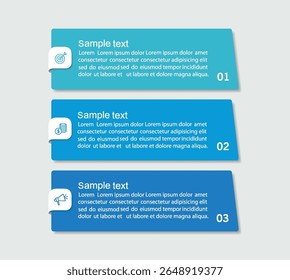  Template de conception infographique d'entreprise avec 3 options, pièces, étapes ou processus. Peut être utilisé pour la mise en page du workflow, le diagramme, les options numériques, le web design