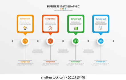 Business infographic design template with 4 options, steps or processes. Can be used for workflow layout, diagram, annual report, web design