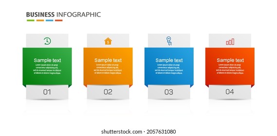 Business infographic design template with 4 options, steps or processes. Can be used for workflow layout, diagram, annual report, web design