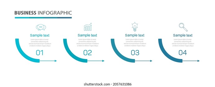 Business infographic design template with 4 options, steps or processes. Can be used for workflow layout, diagram, annual report, web design